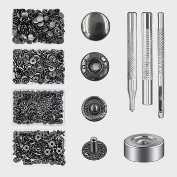 Roestvrij Staal Drukknopen Set 12.5mm Gunmetal Zwart - Kledi, Verzenden, Nieuw