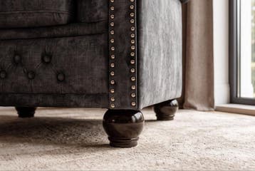Chesterfield fauteuil in fluweel antieke look grijs, Ophalen of Verzenden, Nieuw