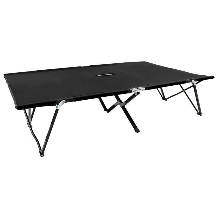 vidaXL Ligbed 2-persoons inklapbaar staal zwart, Tuin en Terras, Ligbedden, Nieuw, Verzenden