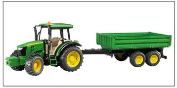 Bruder Tractor met aanhanger John Deere 5115M - Kieptrailer, Ophalen of Verzenden, Nieuw