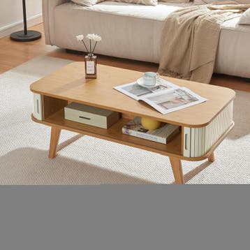 Salontafel Tysvær 100x50x40 cm naturel en cremewit [en.casa], Verzenden, Nieuw
