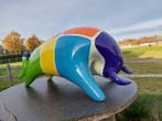 Beeld, garden statue modern colored bull - 27 cm - polyresin, Antiek en Kunst, Curiosa en Brocante