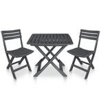 vidaXL 3-delige Bistroset inklapbaar kunststof antraciet, Verzenden, Nieuw, Textileen, 3 zitplaatsen