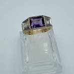 Ring - 18 karaat Geel goud - 2.40ct. tw. Amethist - Diamant, Nieuw