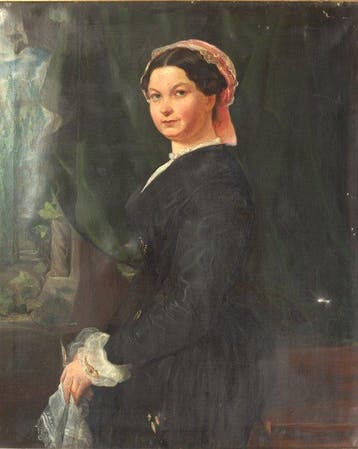 Duitse school (XIX) - Biedermeierliches Damenporträt am, Antiek en Kunst