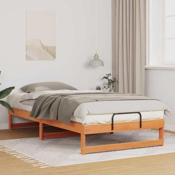 vidaXL Bedframe Bruin 100 x 210 cm Massief grenenhout, Verzenden, Nieuw, Bruin, Hout