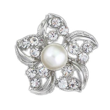Fako Bijoux - Broche - Bloem Ster Met Parel - 31x31mm -, Verzenden, Nieuw