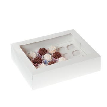 HoM Cupcake Doosje 24 MINI Wit (incl tray met venster) 50st., Verzenden, Nieuw