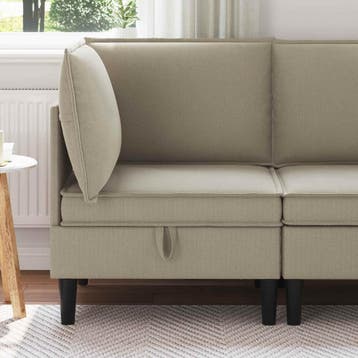 vidaXL Hoeksofa met Opbergruimte Zand Fluweel, Verzenden, Nieuw, Stof, Minder dan 150 cm