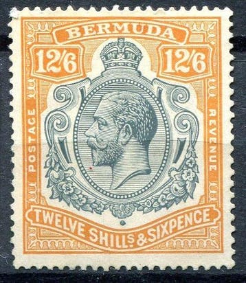 Bermuda 1924 - Koning George V, 12s.6d. grijs en oranje,, Gestempeld