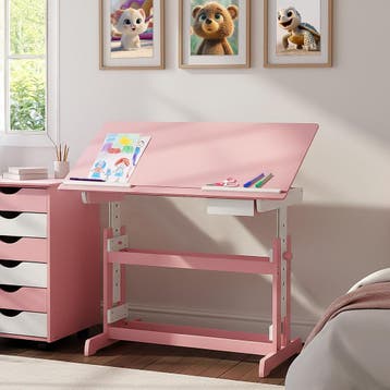 Bureau in hoogte verstelbaar 109x55x63-94cm - roze, Verzenden, Nieuw