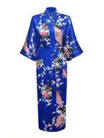 KIMU® Kimono Konings Blauw 3/4 L-XL Yukata Satijn Onder de K, Ophalen of Verzenden, Nieuw, Maat 42/44 (L), Carnaval