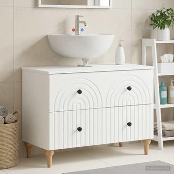 vidaXL Badkamer wastafelkast ALKMAAR Wit 82 x 41 x 59 cm, Huis en Inrichting, Badkamer | Badkamermeubels, Verzenden, Nieuw, Wastafelkast