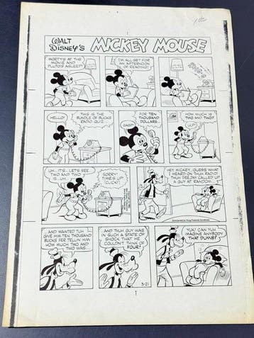 Disney - Stripverhaalbewijs - Mickey Mouse Comics (1982), Verzamelen, Disney, Nieuw