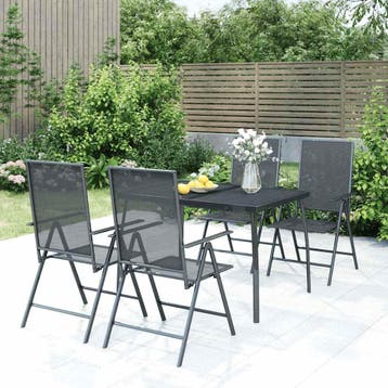 vidaXL 5-delige Tuinset staal antracietkleurig, 4 zitplaatsen, Verzenden, Nieuw, Rvs