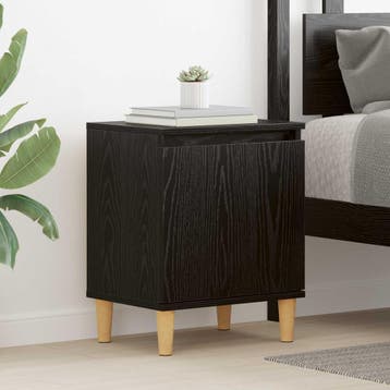 vidaXL Nachtkastje Zwart Eiken 40 x 30 x 50 cm Bewerkt hout, Minder dan 45 cm, Verzenden, Nieuw, Minder dan 55 cm