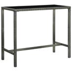 vidaXL Tuinbartafel 130x60x110 cm poly rattan en glas grijs, Verzenden, Nieuw