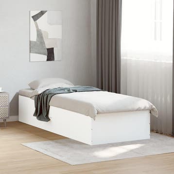 vidaXL Bedframe bewerkt hout wit 90x200 cm, 90 cm, Eenpersoons, Verzenden, Wit