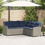 vidaXL Loungebank met kussens L-vormig poly rattan grijs, Tuin en Terras, Tuinsets en Loungesets, Verzenden, Nieuw, Loungeset