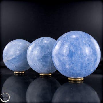 Zeldzame natuurlijke blauw-calciet bolletjesset – 3