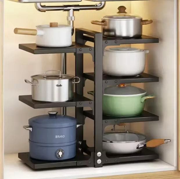 Verstelbaar Pannenrek – Ruimtebesparend Keukenrek 60cm, Huis en Inrichting, Keuken | Keukenelementen, Nieuw, Verzenden