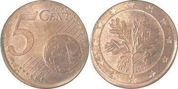 2007 Duitsland Fehlpraegung 5 Cent auf 2 Cent Rohling gep..., Verzenden