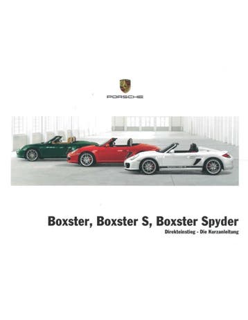 2012 PORSCHE BOXSTER | BOXSTER S | BOXSTER SPYDER VERKORT