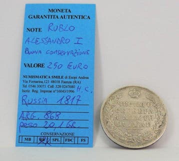 Rusland. Alessandro I. 1 Rouble 1817 H.C. (Zonder, Postzegels en Munten