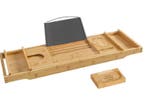 Bamboe Badplank –Uitschuifbare Badbrug met Boek- en Glashoud, Verzenden, Nieuw