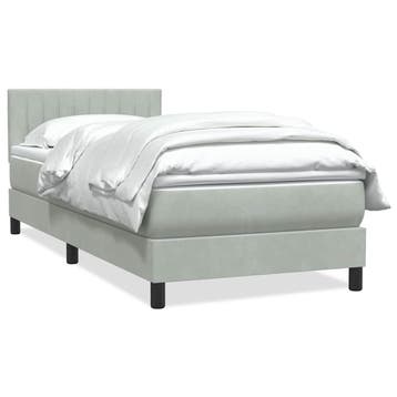 vidaXL Boxspring met matras fluweel lichtgrijs 90x220 cm, Eenpersoons, Verzenden, Nieuw, Stof