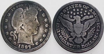 1897 S Vereinigte Staaten von Amerika Barber Quarter, Postzegels en Munten, Munten | Amerika, Verzenden