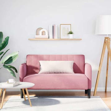 vidaXL Loveseat bank 109 cm fluweel roze, Huis en Inrichting, Verzenden, Nieuw, Stof, Minder dan 150 cm