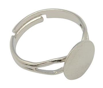 Verstelbare basis ring – ca. 18 mm, ringdop 10 mm, platin., Ophalen of Verzenden, Nieuw, Overige typen