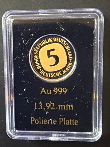 Duitsland. Gold medal 5 Deutsche Mark - 1/200 oz (.999) Gold, Postzegels en Munten