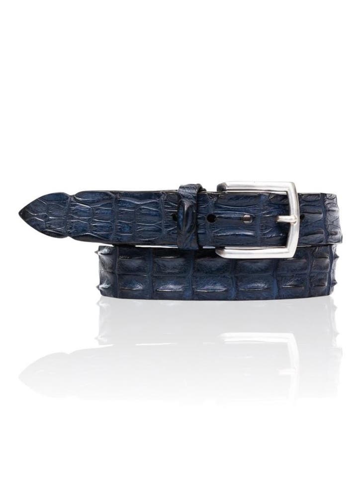 Mooie Exclusieve Croco leren riem donkerblauw AANBIEDING, Kleding | Heren, Riemen en Ceinturen, Echt leder, Overige kleuren, Nieuw