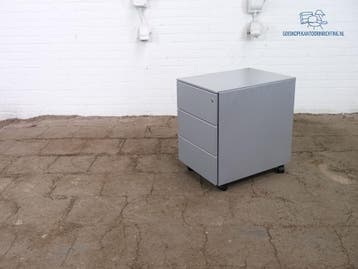 Ladeblok Zilvergrijs – 3 Lades met Pennenlade 54x42x58 cm, Overige materialen, Minder dan 50 cm, Gebruikt, Verzenden