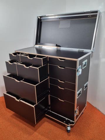Flightcase Production Tourcase incl lades, werkblad, licht, Nieuw, Audio