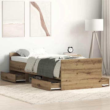 vidaXL Bedframe zonder matras spaanplaat artisanaal, Eenpersoons, Bruin, Verzenden, Nieuw