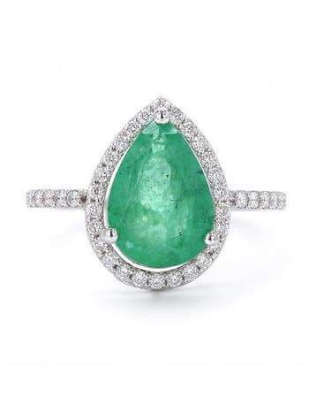 Statement ring - 14 karaat Witgoud - 2.46ct. tw. Smaragd -