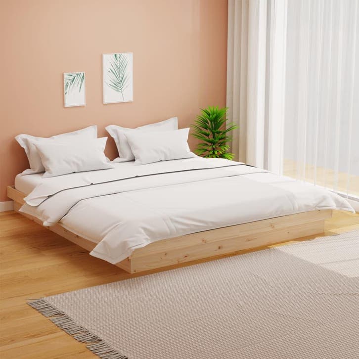 vidaXL Bedframe massief hout 180x200 cm, Huis en Inrichting, Slaapkamer | Bedden, 80 cm, 200 cm, Bruin, Eenpersoons, Nieuw, Hout