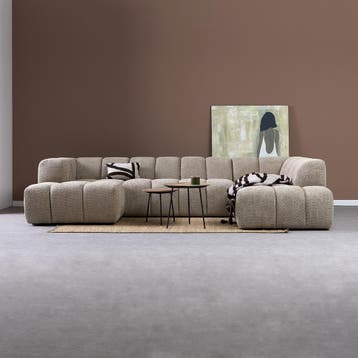 *WOONWINKEL* Design Bank Beige U-vorm Rechts, Verzenden, Nieuw