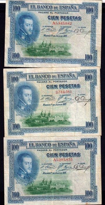 Spanje. - 25 Banknotes - 1925/1935 (Zonder minimumprijs), Postzegels en Munten