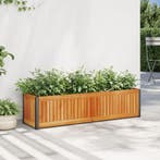 vidaXL Plantenbak 110x30x27,5 cm massief acaciahout en staal, Verzenden, Nieuw, Hout