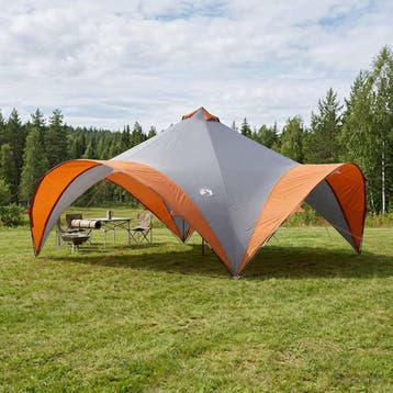 vidaXL Partytent Grijs en Oranje 600 x 600 x 400 cm, Caravans en Kamperen, Verzenden, Nieuw, Tot en met 2