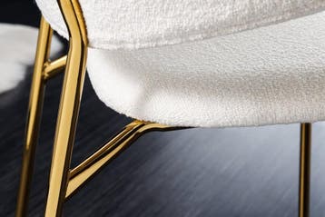 Design stoel VOGUE wit Boucle gouden metalen poten - 43148, Ophalen of Verzenden, Nieuw