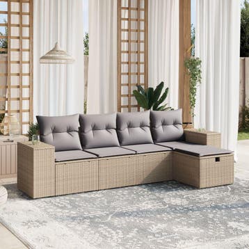 vidaXL 5-delige Loungeset met kussens poly rattan gemengd, Verzenden, Nieuw, 5 zitplaatsen, Loungeset