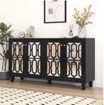 Zwart Glazen Dressoir – Sideboard met 4 Deuren, 160×40×84, Huis en Inrichting, Verzenden, Nieuw