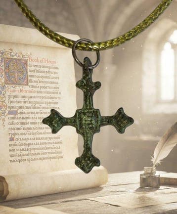 Middeleeuws Brons Borstkruis. In goede staat. (Zonder