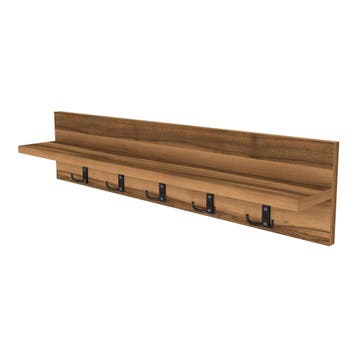 [en.casa] Wandkapstok Hammarö met plank 80x13x18 cm walnootk, Verzenden, Nieuw