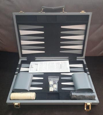 Bordspel - Backgammon - leer, Antiek en Kunst